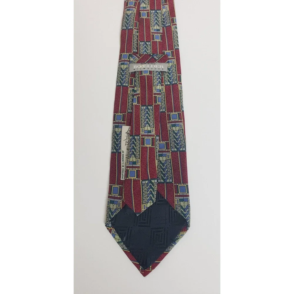Frank Lloyd Wright Tree of Life Silk‎ Tie Boelder Milwaukee Burgundy Made Italy